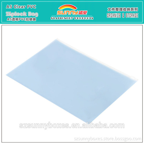 Wholesale Waterproof Transparent PVC A5 Ziplock Storage Bag